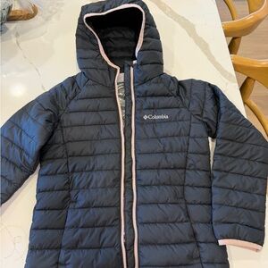 Columbia Kids' Black Puffer Jacket with Pink Trim